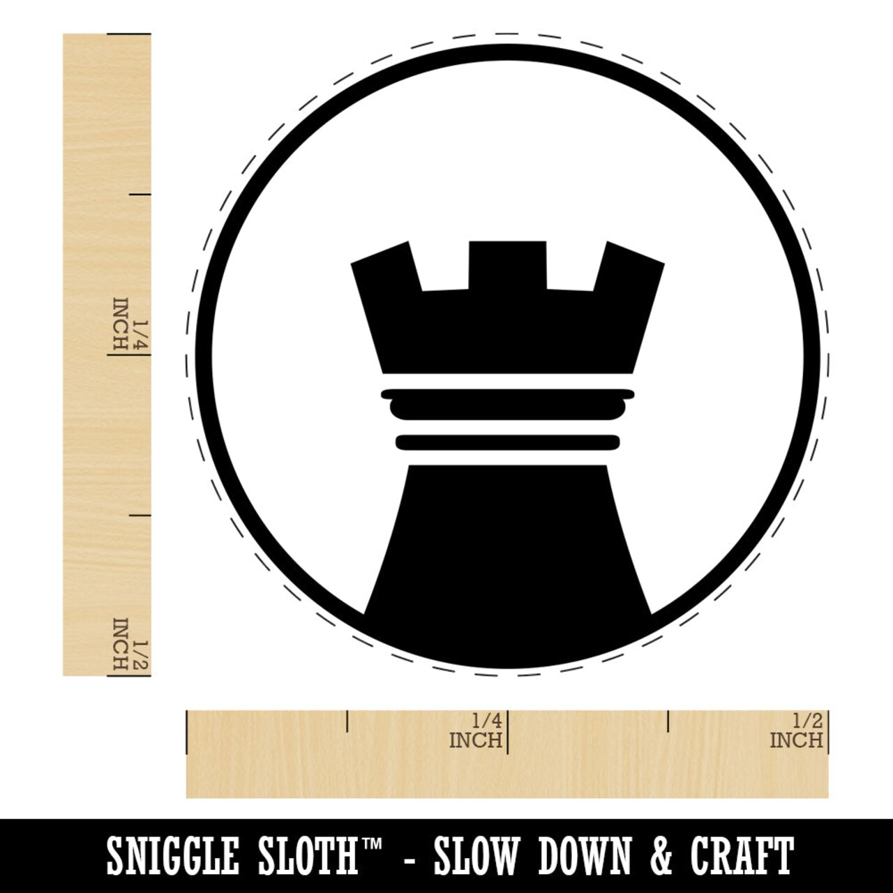Chess Piece Black Rook Self-Inking Rubber Stamp for Stamping Crafting Planners